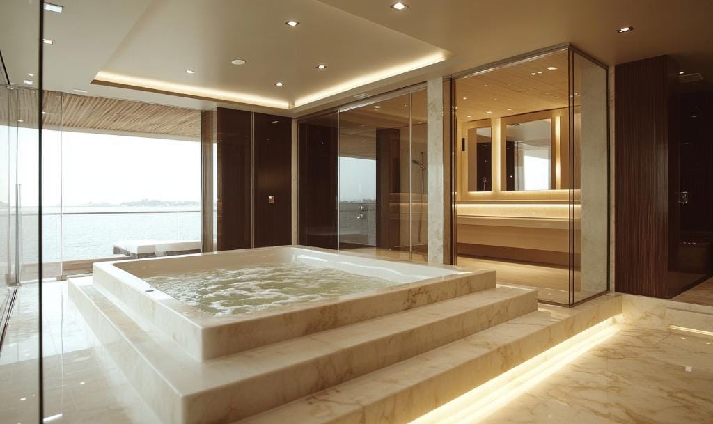 Italian marble in Dubai bathroom remodel