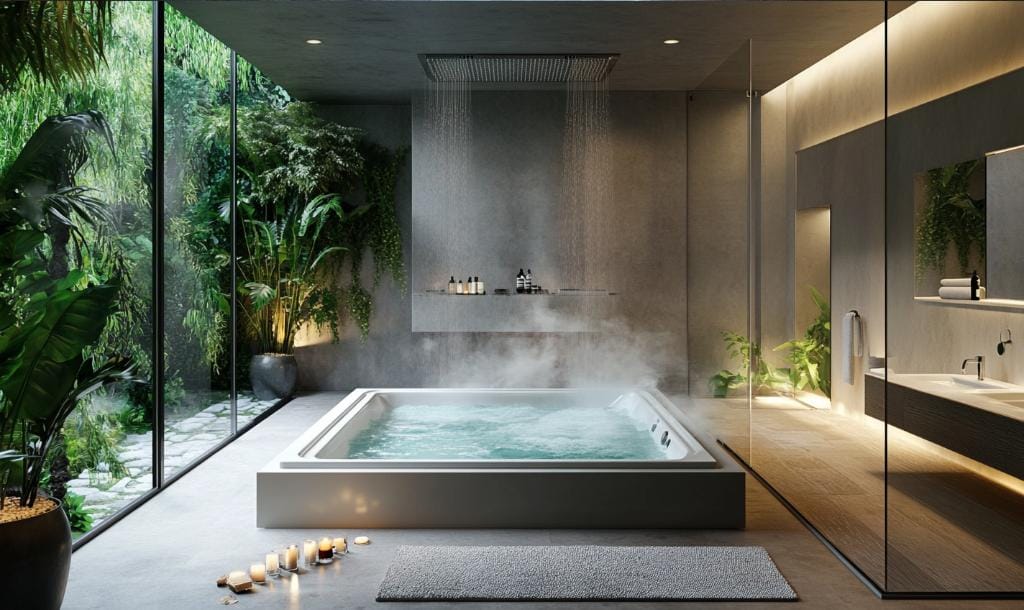 Sauna in master bathroom remodel