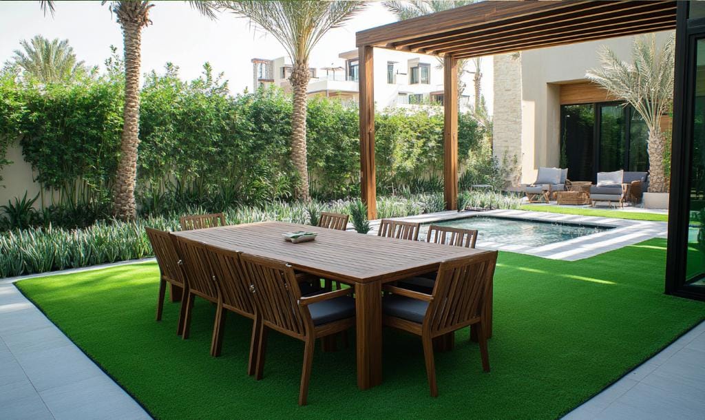 Statement with outdoor furniture set